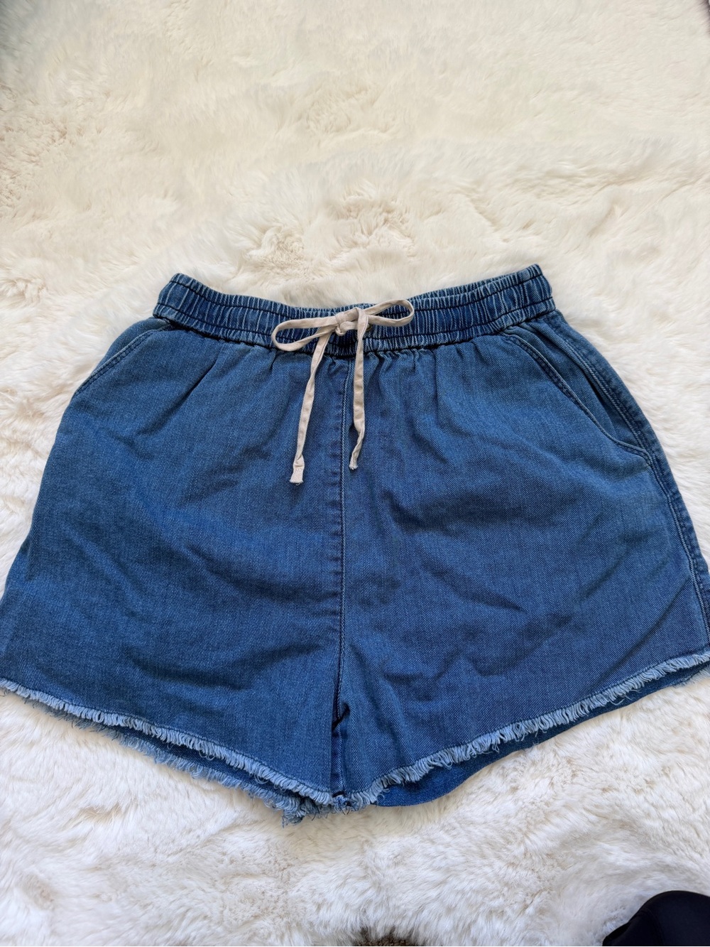 Wilfred Indigo Denim Drawstring Shorts